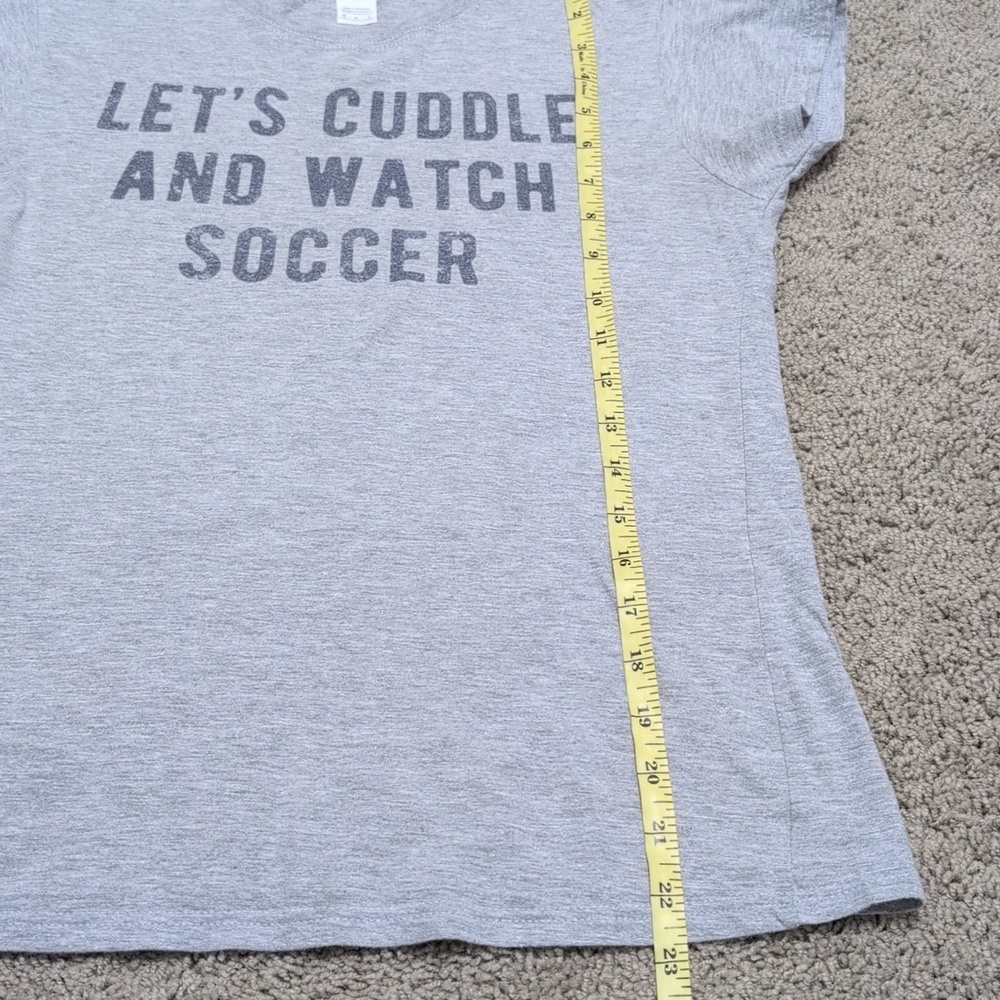 Let's Cuddle And Watch Soccer Graphic T-shirt Size Small - Picture 7 of 9